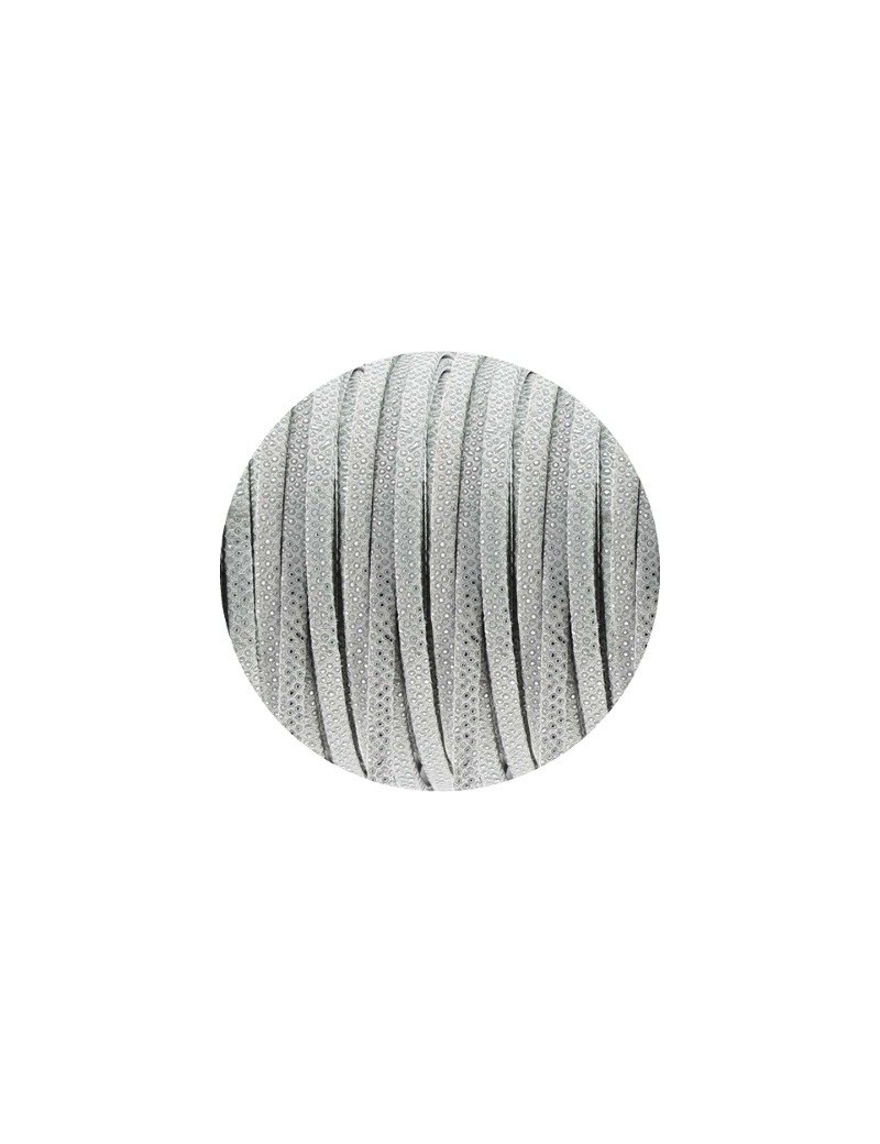 Cuir plat 5mm fantaisie aspect lézard gris argent-vente au cm Cuir plat 5mm fantaisie aspect lézard gris argent-vente au cm