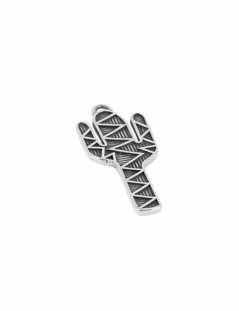 Gros pendant cactus de 50mm en métal placage argent Gros pendant cactus de 50mm en métal placage argent