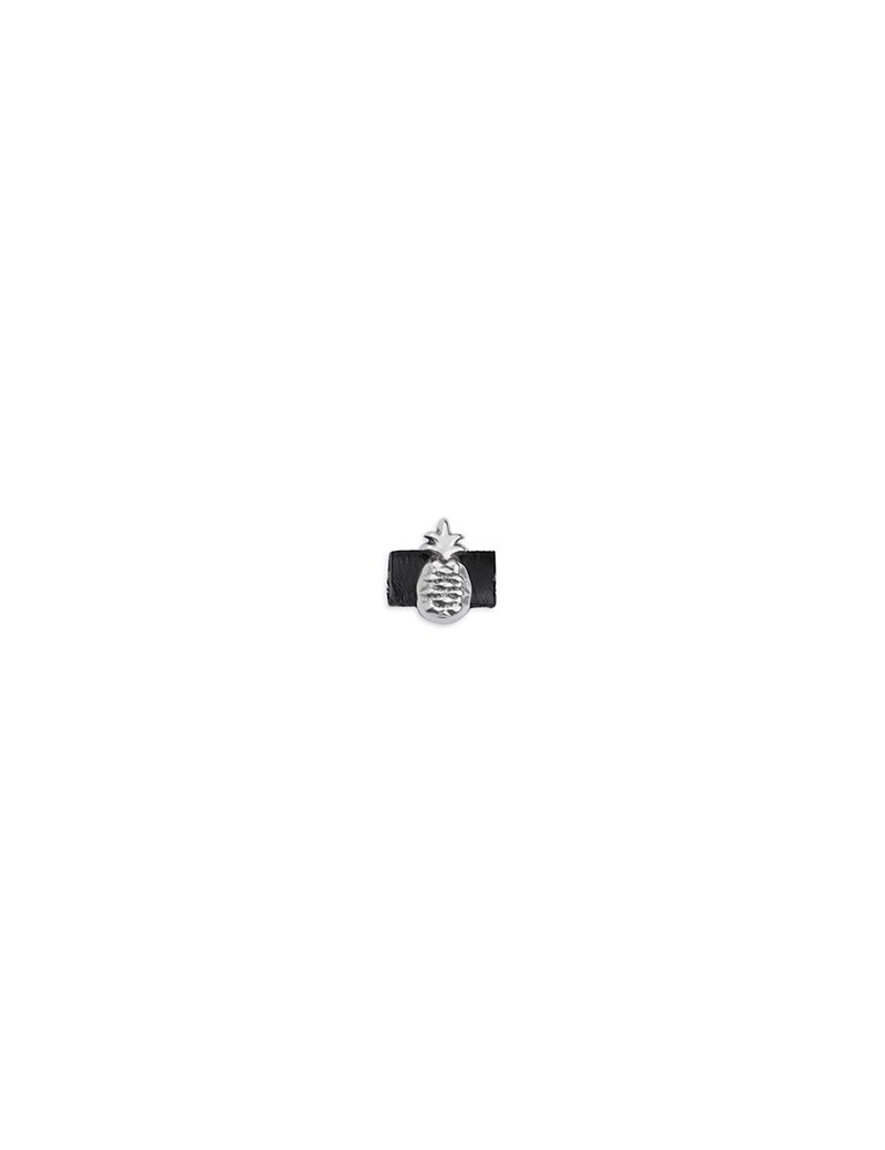 Passant ananas de 9mm placage argent cuir plat 5mm Passant ananas de 9mm placage argent cuir plat 5mm