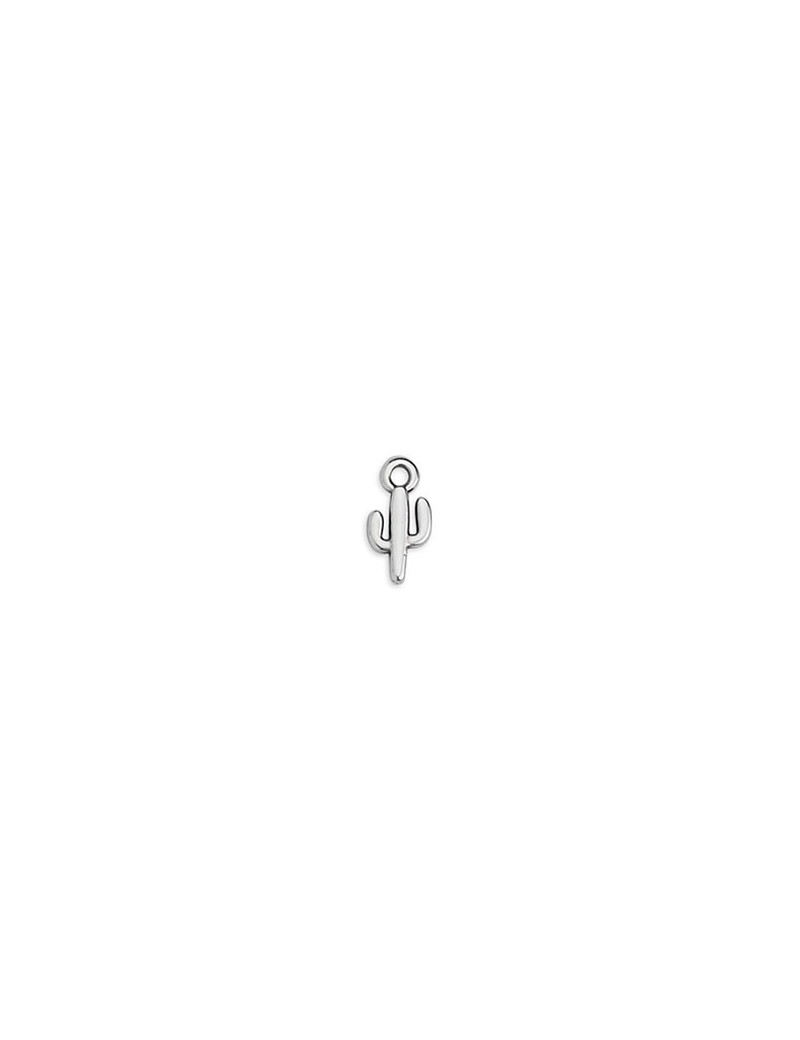 Petit cactus de 11mm en métal placage argent suspendre Petit cactus de 11mm en métal placage argent suspendre