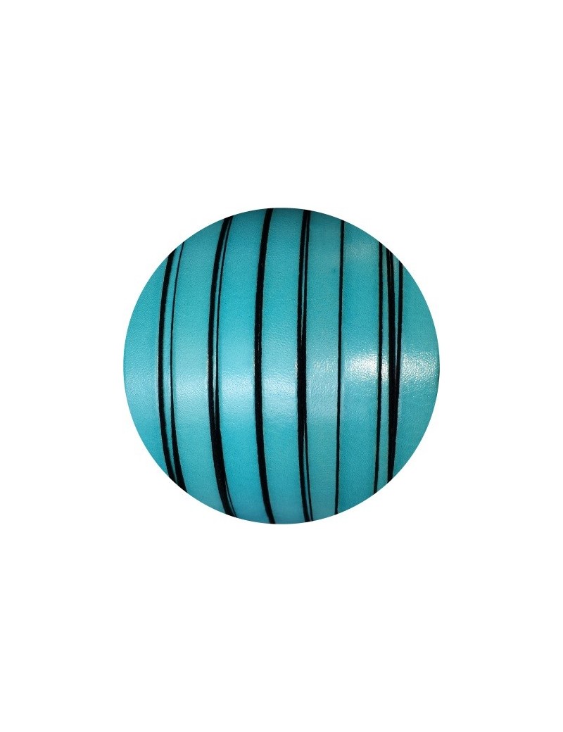 Cordon de cuir plat de 10mm bleu turquoise vendu au metre Cordon de cuir plat de 10mm bleu turquoise vendu au metre