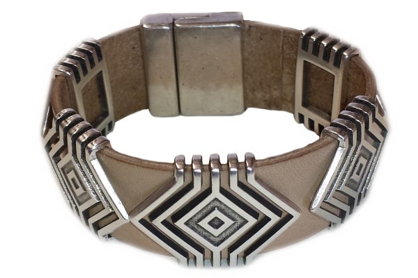 Bracelet en cuir plat de 20mm beige