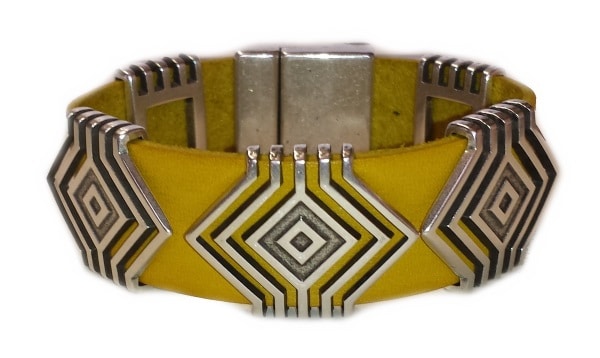 Modèle bracelet en cuir plat de 20mm jaune