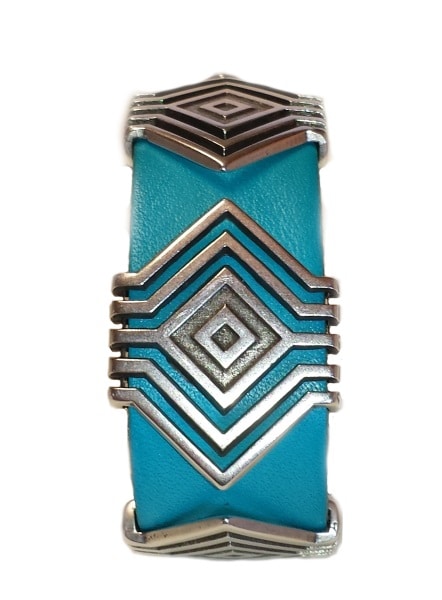 bracelet en cuir plat de 20mm turquoise